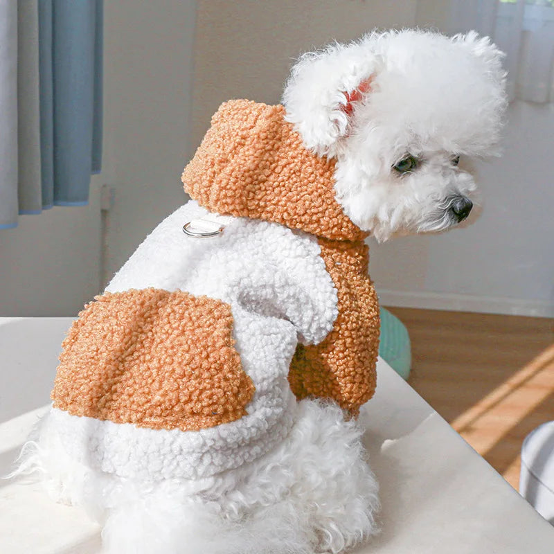 Berber Fleece Dog Hoodie – Winter Warm Pet Sweater with Buckle